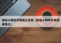 微信小程序開發(fā)接口文檔（微信小程序開發(fā)調(diào)用接口）