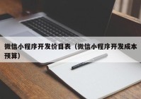 微信小程序開發(fā)價目表（微信小程序開發(fā)成本預算）