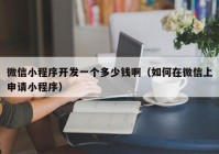 微信小程序開發(fā)一個多少錢?。ㄈ绾卧谖⑿派仙暾埿〕绦颍? /></a>
		</div>
		<div   id=