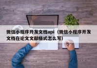 微信小程序開發(fā)文檔api（微信小程序開發(fā)文檔在論文文獻格式怎么寫）