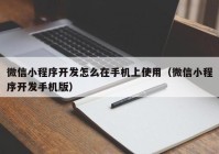 微信小程序開發(fā)怎么在手機(jī)上使用（微信小程序開發(fā)手機(jī)版）