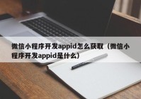 微信小程序開發(fā)appid怎么獲?。ㄎ⑿判〕绦蜷_發(fā)appid是什么）