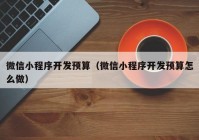 微信小程序開發(fā)預算（微信小程序開發(fā)預算怎么做）